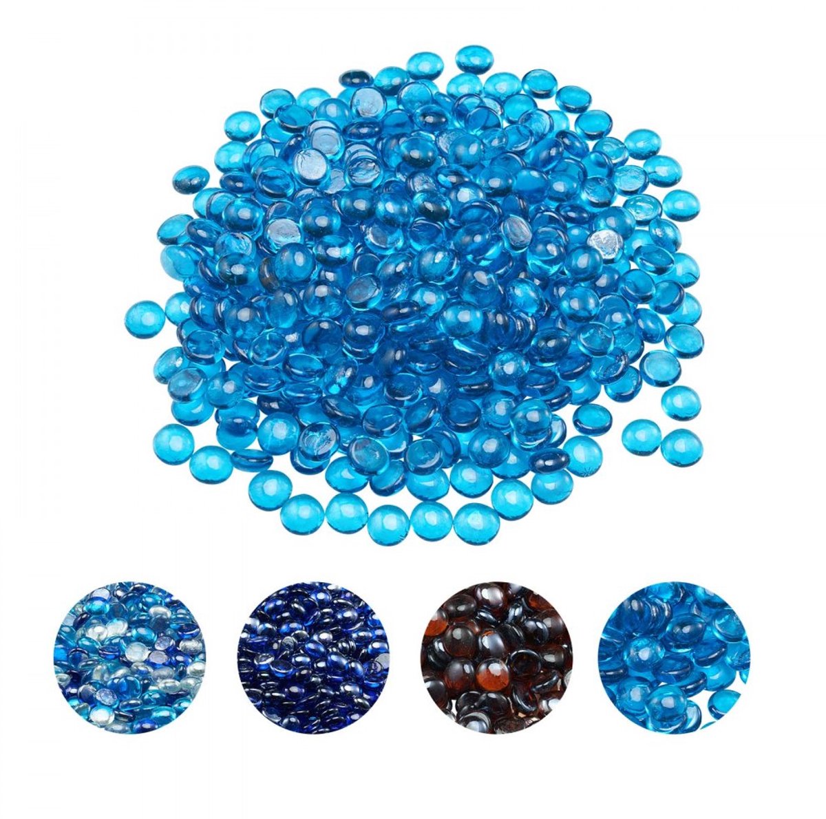Haardglas - Glazen Stenen 19 mm - Hittebestendig - Rookloos - 9 kg - Voor Vuurkorf en Haard - Caribisch Blauw