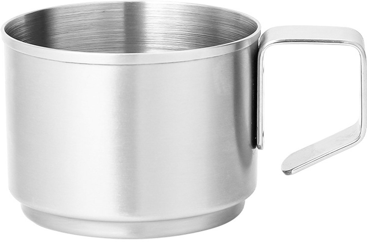 Koffiemaatbeker van roestvrij staal met handvat, 100 ml, Geschikt voor thuisgebruik.