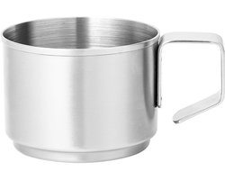 Koffiemaatbeker van roestvrij staal met handvat, 100 ml, Geschikt voor thuisgebruik.