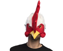 Boland - Pluchen masker Haan Wit - Volwassenen - Vogel - Grappig en Fout - Carnaval - Themafeest