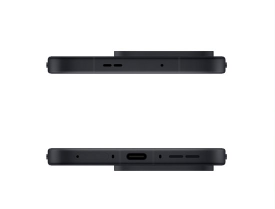 Boven- en onderkant van een zwarte OnePlus telefoon met poorten.