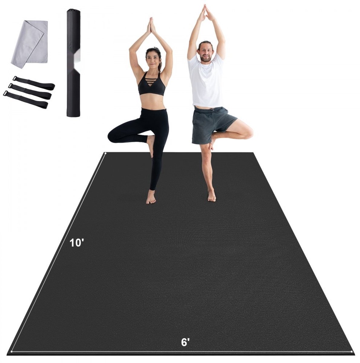 Yogamat XXL - Fitness- en Oefenmat - Antislip - Hoge Dichtheid - Inclusief Draagtas en Draagriem - Voor Yoga, Pilates en Fitness - Extra Groot 3 x 1,8 m