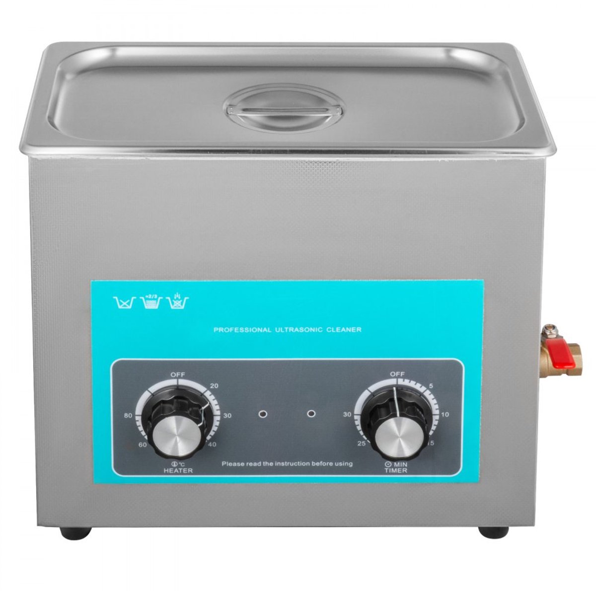 Ultrasoonreiniger - Ultrasoonbad 6 L - RVS 304 - Professioneel - Draaiknopbediening - Verwarming & Timer - Voor Sieraden, Horloges, Printplaten & Onderdelen - Zilver