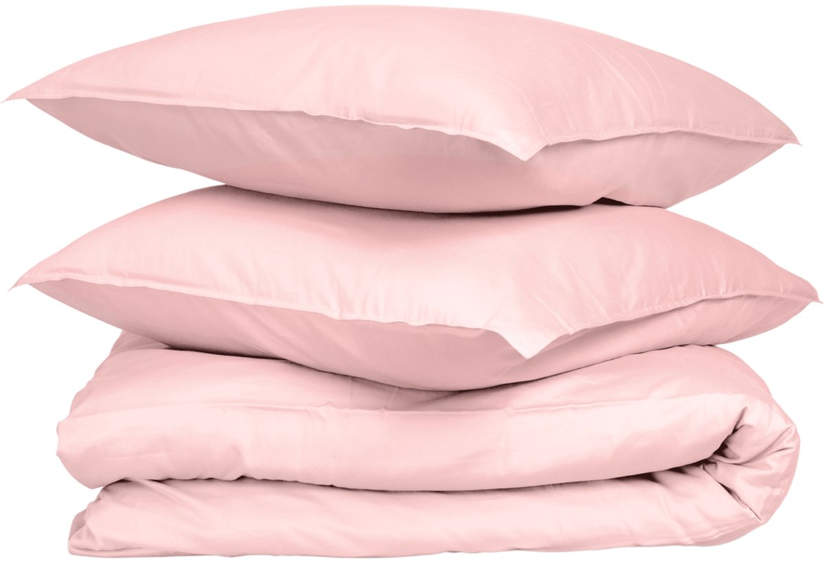Wocha Dekbedovertrek Set - 100% Biologisch Katoen Satijn (300TC) - 260x200/220 - Roze - Premium kwaliteit en duurzaam - Incl. 2 kussenslopen