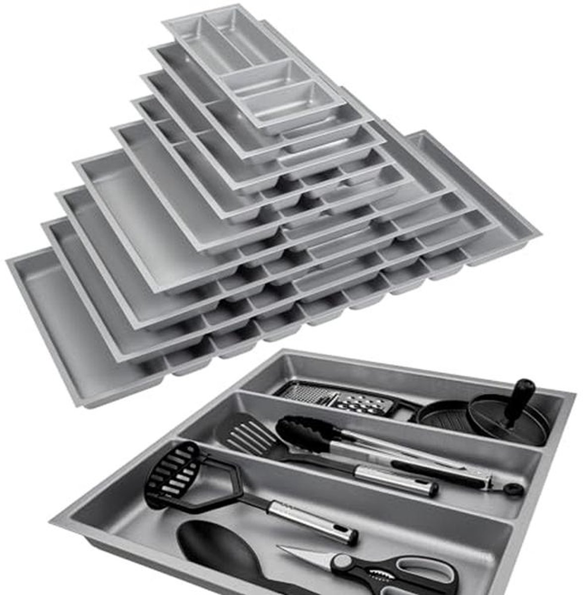 Multifunctioneel Inzetstuk voor Keukenkasten - 60 cm - Zilvergrijs
