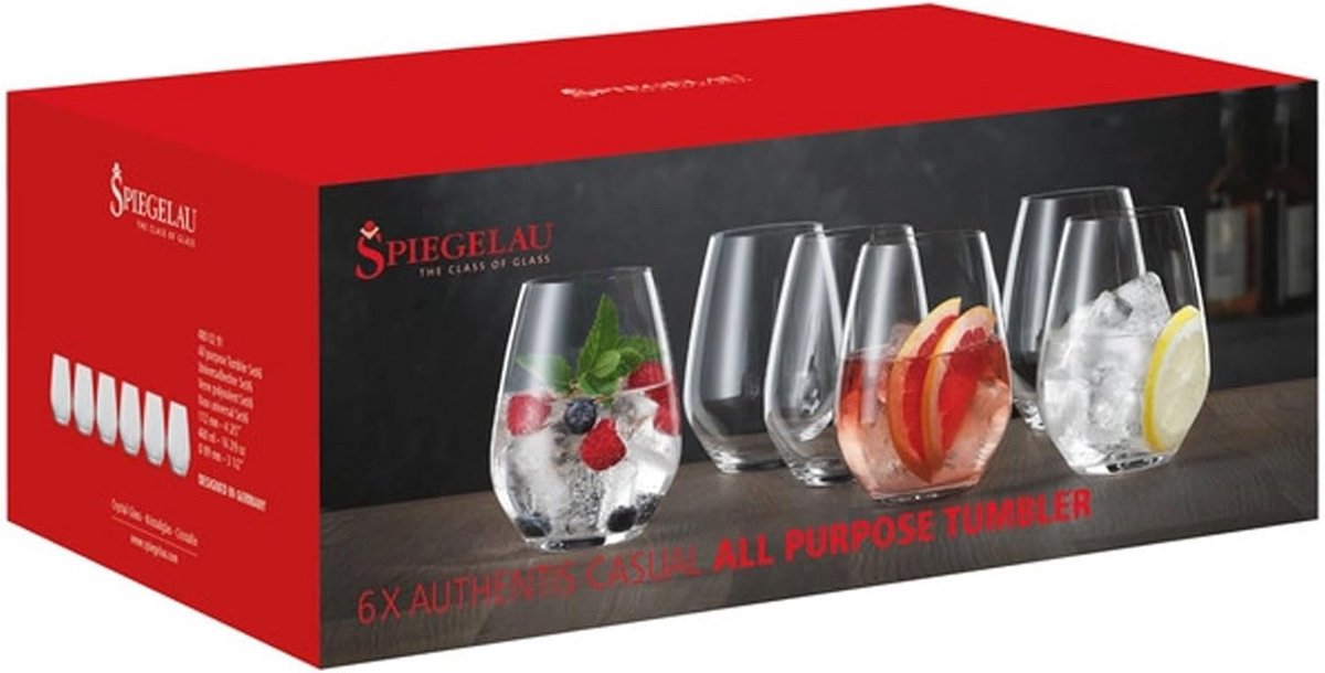 Set van 6 Universele Drinkglazen van Kristal - 460 ml - Perfect voor Wijnen en Soft Drinks