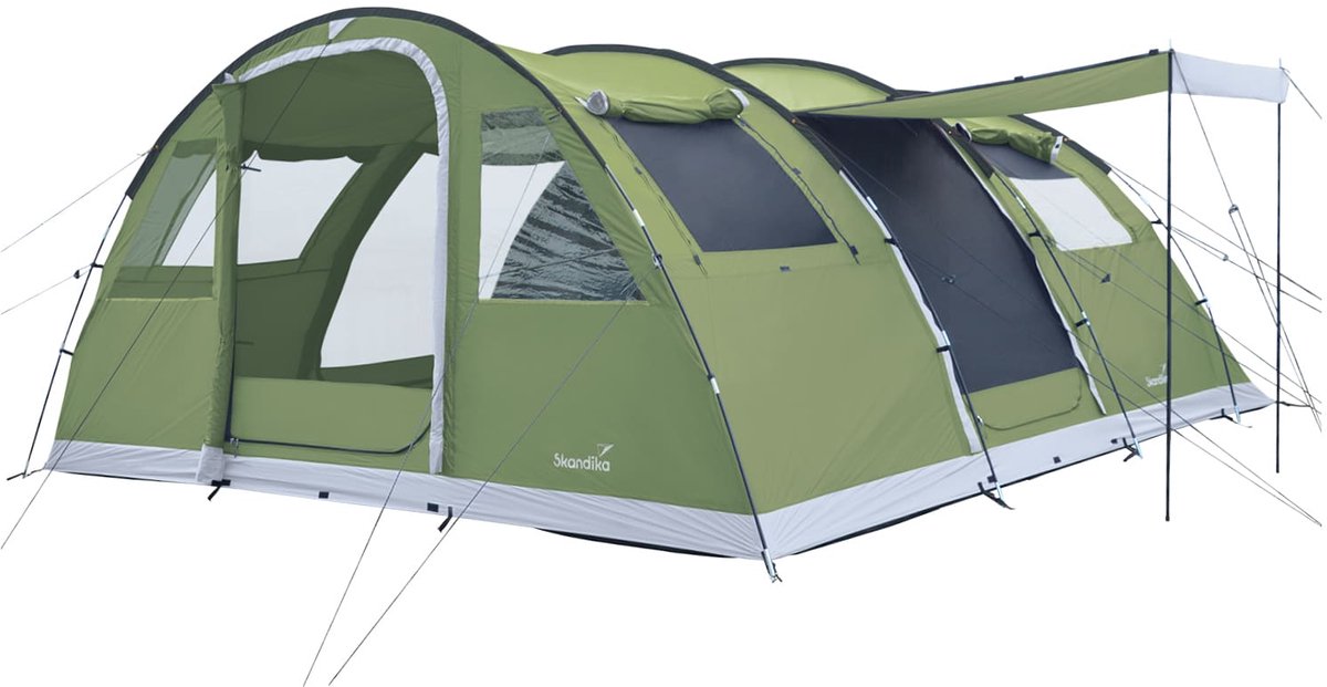 Skandika tunneltent Gotland 6 Sleeper Protect - Kampeertent voor 6 personen, ingenaaide tentvloer, met donker slaapcabine zwart gecoat, waterkolom 5000 mm | Tenten, familietent, kampeertent