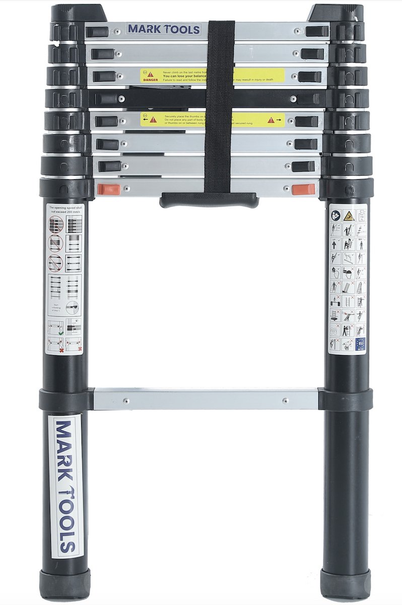 MARK TOOLS PRO - Telescoopladder 2,60 meter - met Soft closing - INCLUSIEF LADDER HOES/TAS
