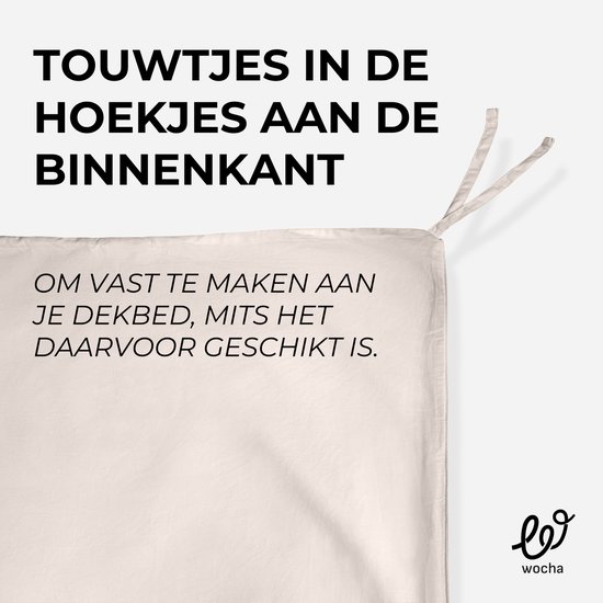 Wocha Dekbedovertrek Set - 100% Biologisch Katoen Satijn (300TC) - 200x200/220 - Creme - Premium kwaliteit - Incl. 2 kussenslopen van Merkloos — afbeelding 2