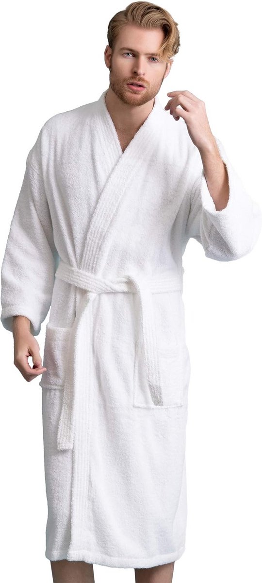 Absorberende Katoenen Badjas voor Heren in Kimono Stijl