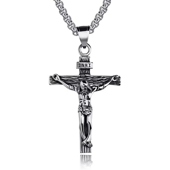 Lumici® | Chaîne Jésus v3 - Jesus Necklace - Croix - Dieu - Foi - Croyant - INRI - Jésus-Christ - Infini - Le Seigneur - The Lord - Jésus - Cadeau Pour Femmes - Cadeau Fête des Mères - Saint-Valentin - Amour - Surprise - Goud & Argent