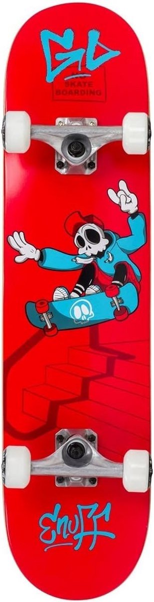 Compleet Skateboard voor Volwassenen en Beginners Uniseks met Skully Design Rood