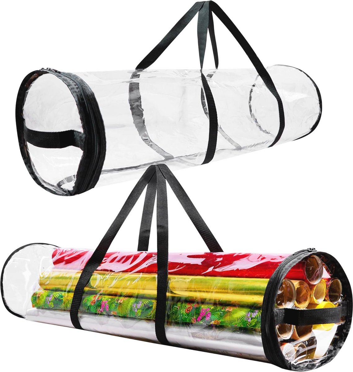 Kerst Inpakpapier Opbergtas met Rits - Waterdichte Geschenkverpakking Tas met Handgrepen