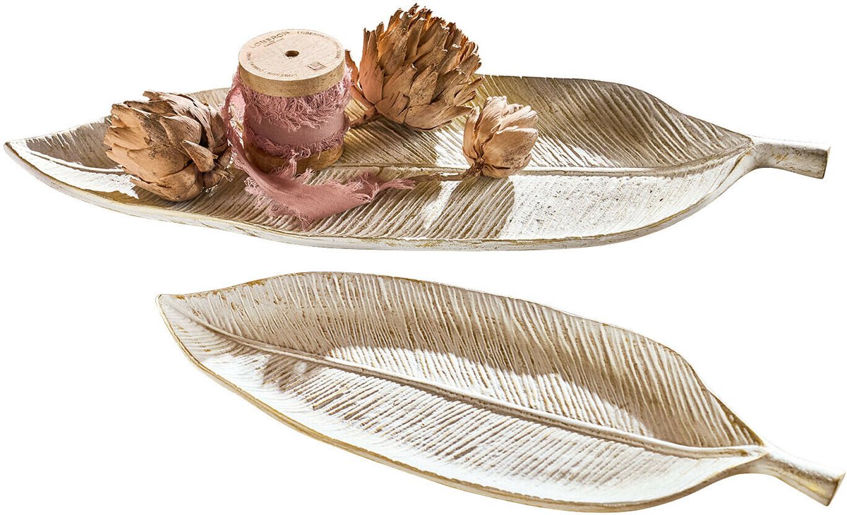 LOBERON Dienblad set van 2 Valmorin wit/goudkleurig