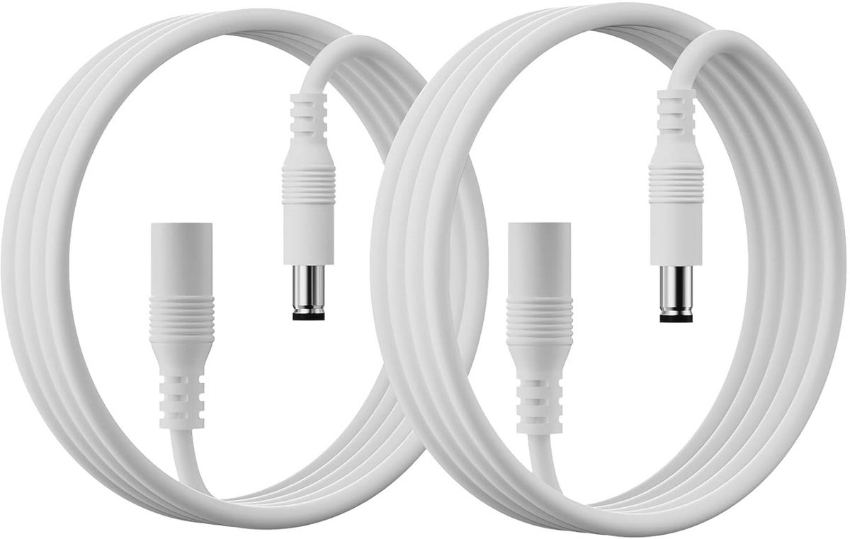 Set van 2 DC-verlengkabels 2m - Universeel 5-24V voor Ledstrips en Bewakingscamera's