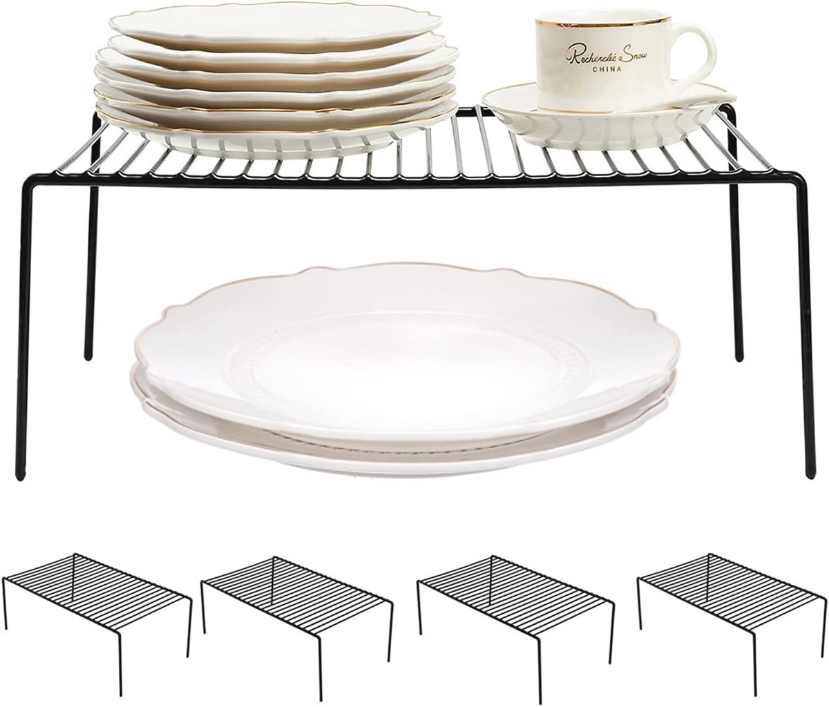Keukenkast Plank Organizer Set van 5, Grote Metalen Draad Opbergplanken voor Kasten en Diepvriezers