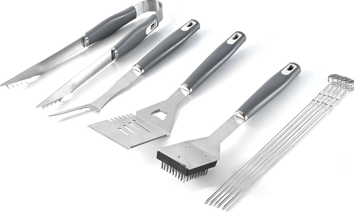 10-delige roestvrijstalen barbecuegereedschapset voor buitengebruik