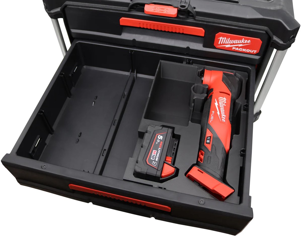 Milwaukee Packout 3/2 lades kist inzet – 3D geprint voor FMT Multitool M18 - Gereedschapskoffer insert | Professioneel ontworpen organizer | Packout accessoire