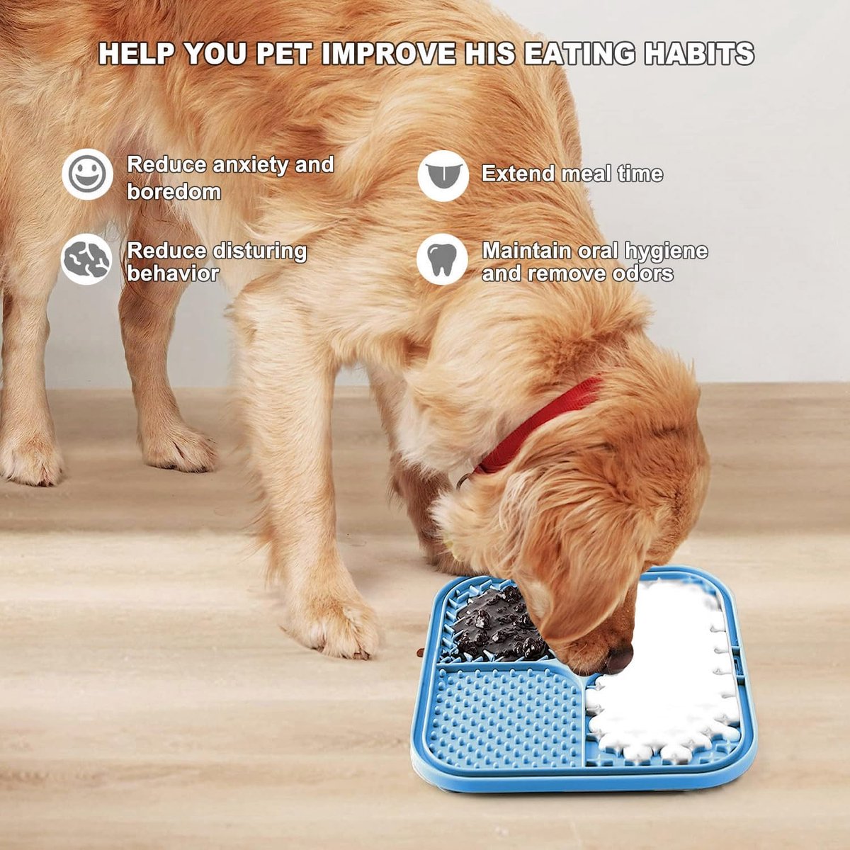 BOTC Likmat Hond met Silicone spatulas - 4-Delig Likmat Voermat Hond - voermat - Slowfeeder Hond - Blauw en Groen thumbnail 5