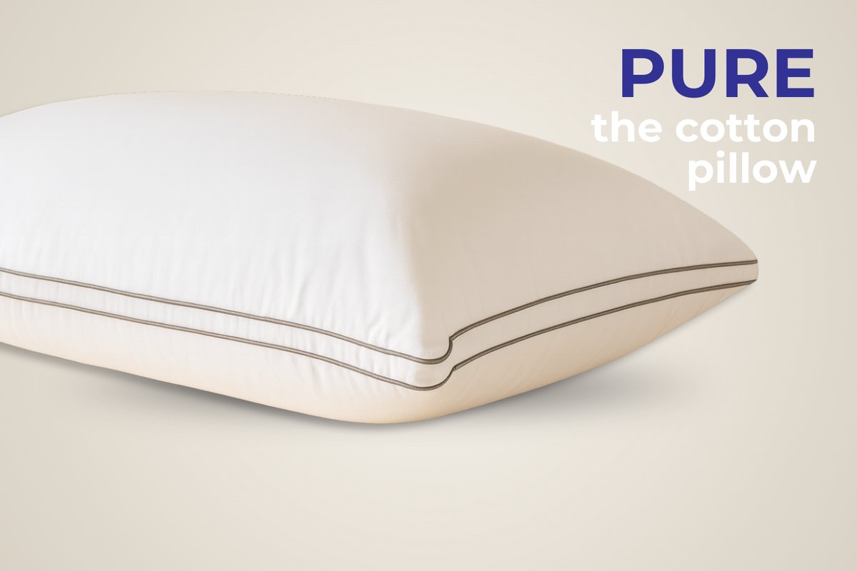 Vitality Pur PURE Cotton Pillow – 100% Katoenen Tijk – Zacht & Ondersteunend – Ademend - 60x70cm