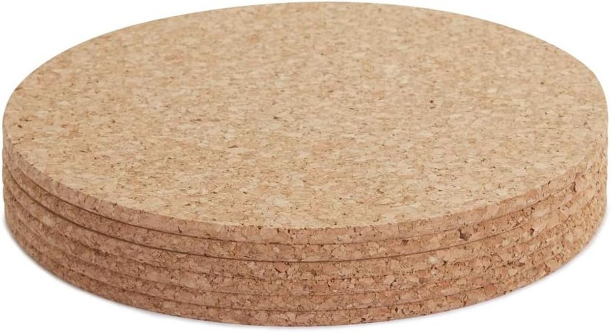 Set van 6 Kurk Placemats 200 x 200 mm - Duurzaam en Makkelijk Schoon te Maken