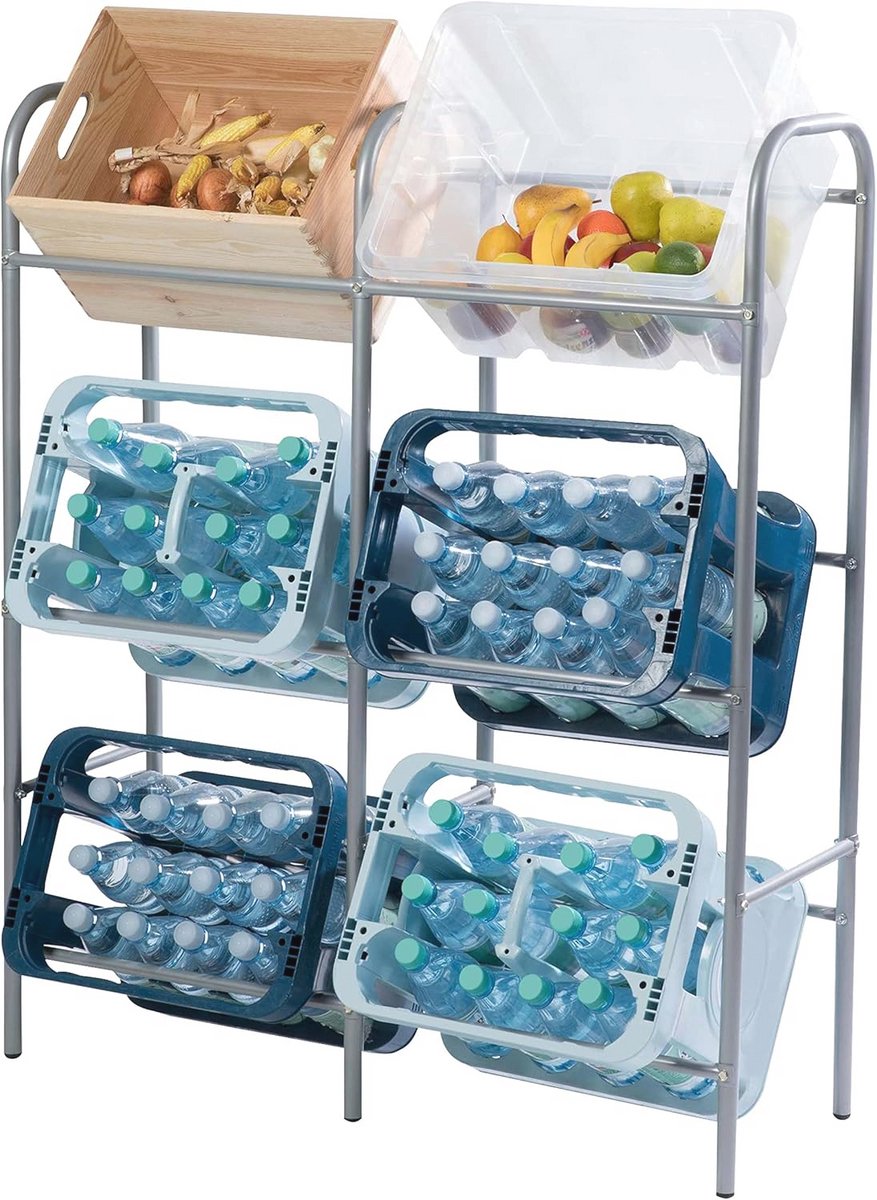 Krattenhouder voor 6 kratten - Zilvergrijs Organizer voor Drankboxen en Opslag