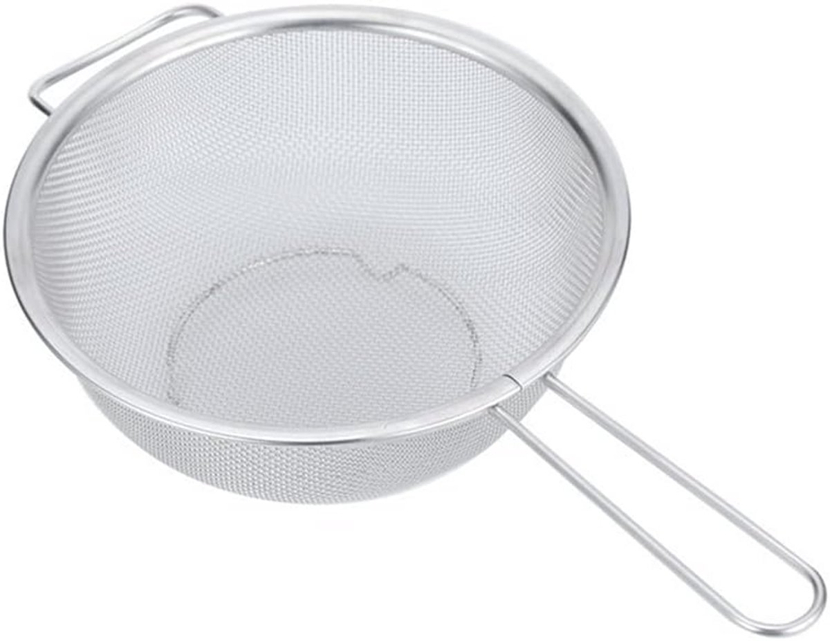 Verstelbare RVS Zeef - Fijne Maes met Stevige Handgreep en Basis - Diameter 19.5 cm