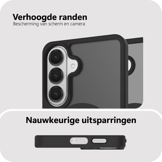 Cazy Hoesje geschikt voor Samsung Galaxy S26 Plus Hoesje geschikt pour MagSafe - Military Grade Backcover - Zwart