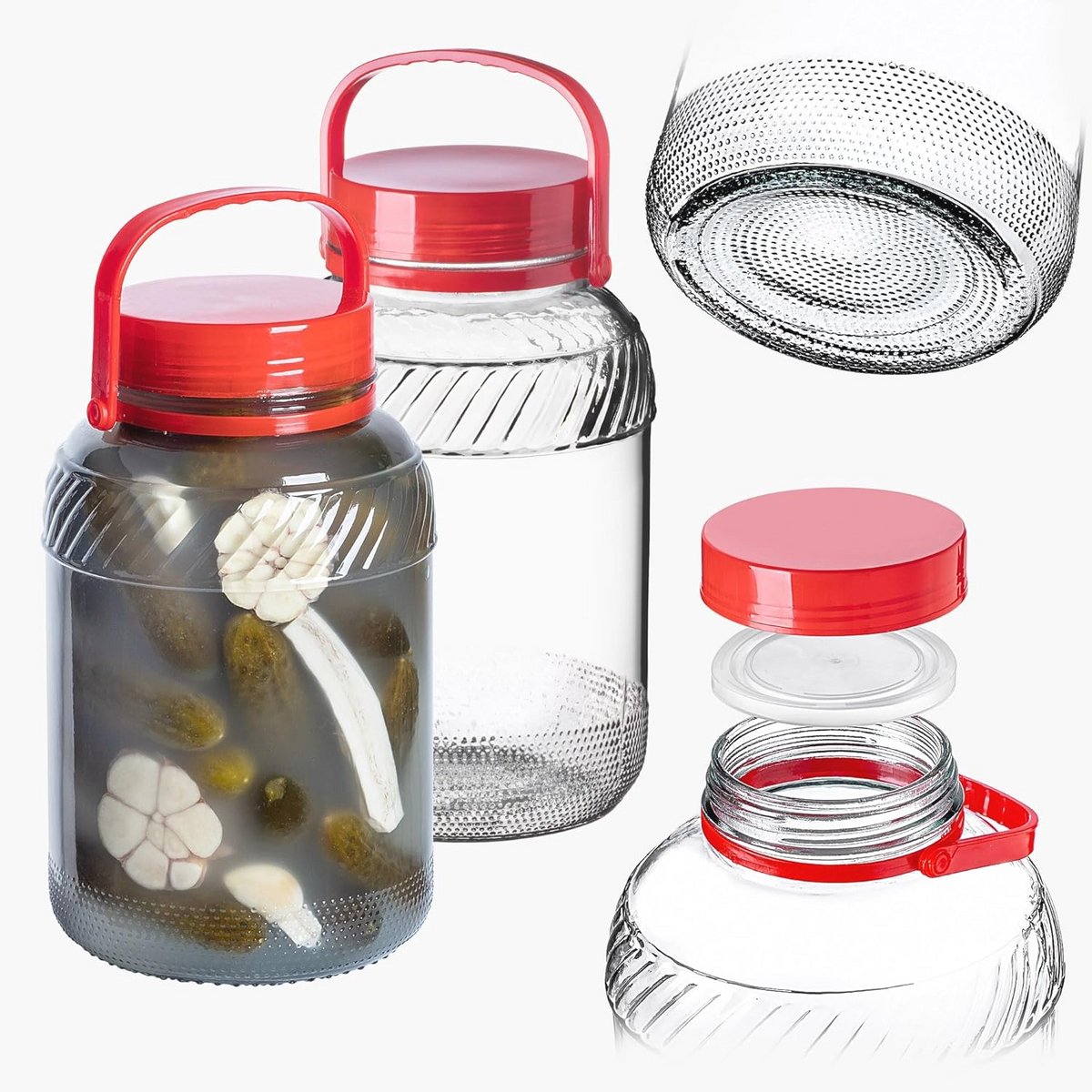 Glazen Inmaakpot met Deksel - Luchtdicht Bewaarglas voor Inmaak, 5 Liter (Set van 2)