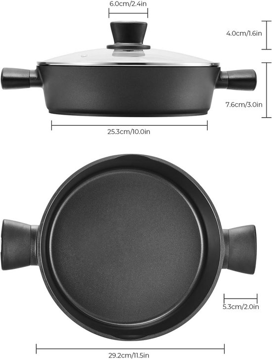 Inductie Koekenpan met Deksel en Hoge Rand, 28 cm/3,8 l - Ideaal voor ...