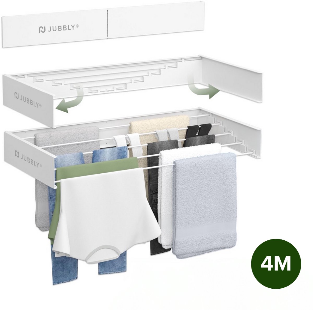 Bol.com Jubbly® - Wanddroogrek 80cm - Wasrek Inklapbaar - Wasrek Hangend - Droogrek - Inklapbaar Droogrek - Droogrek Muur - 4 Me... aanbieding