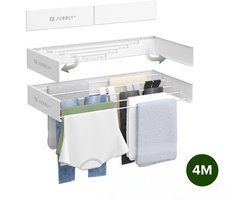 Jubbly® - Wanddroogrek 80cm - Wasrek Inklapbaar - Wasrek Hangend - Droogrek - Inklapbaar Droogrek - Droogrek Muur - 4 Meter Drooglengte - Wit