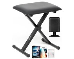 Finesse Pianokruk - in Hoogte Verstelbaar - met Kussen - Pianobank - Pianostoel - Zwart