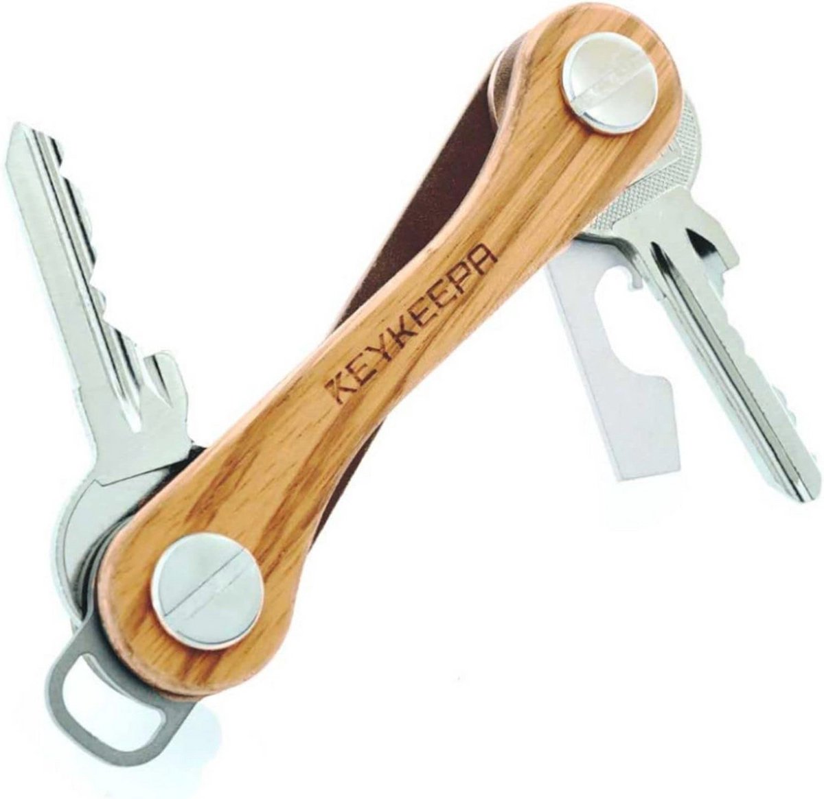 Houten Sleutelorganizer voor 12 Sleutels met Flesopener en Oogje