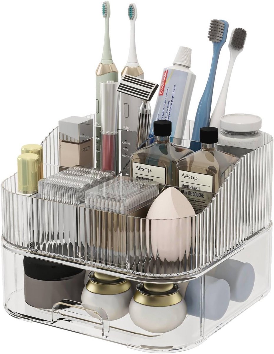 Stapelbare make-up organizer met lades voor cosmetica en huidverzorging - Wit