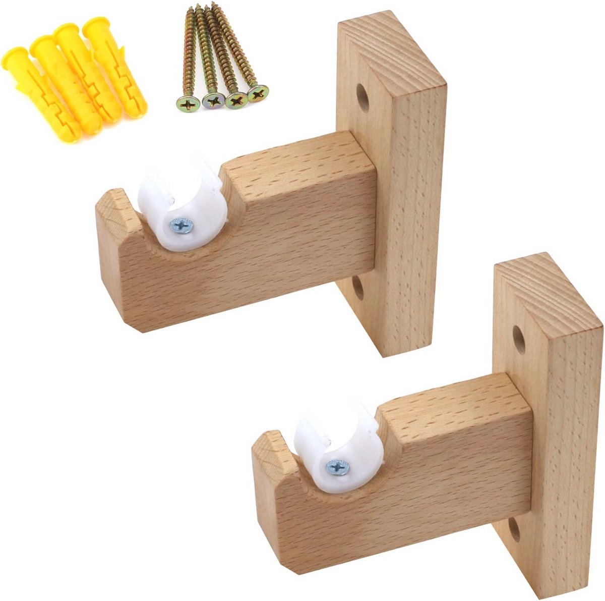 Houten Venstergordijn Beugels Set van 2 - Eenvoudige Installatie voor Keuken en Woonkamer