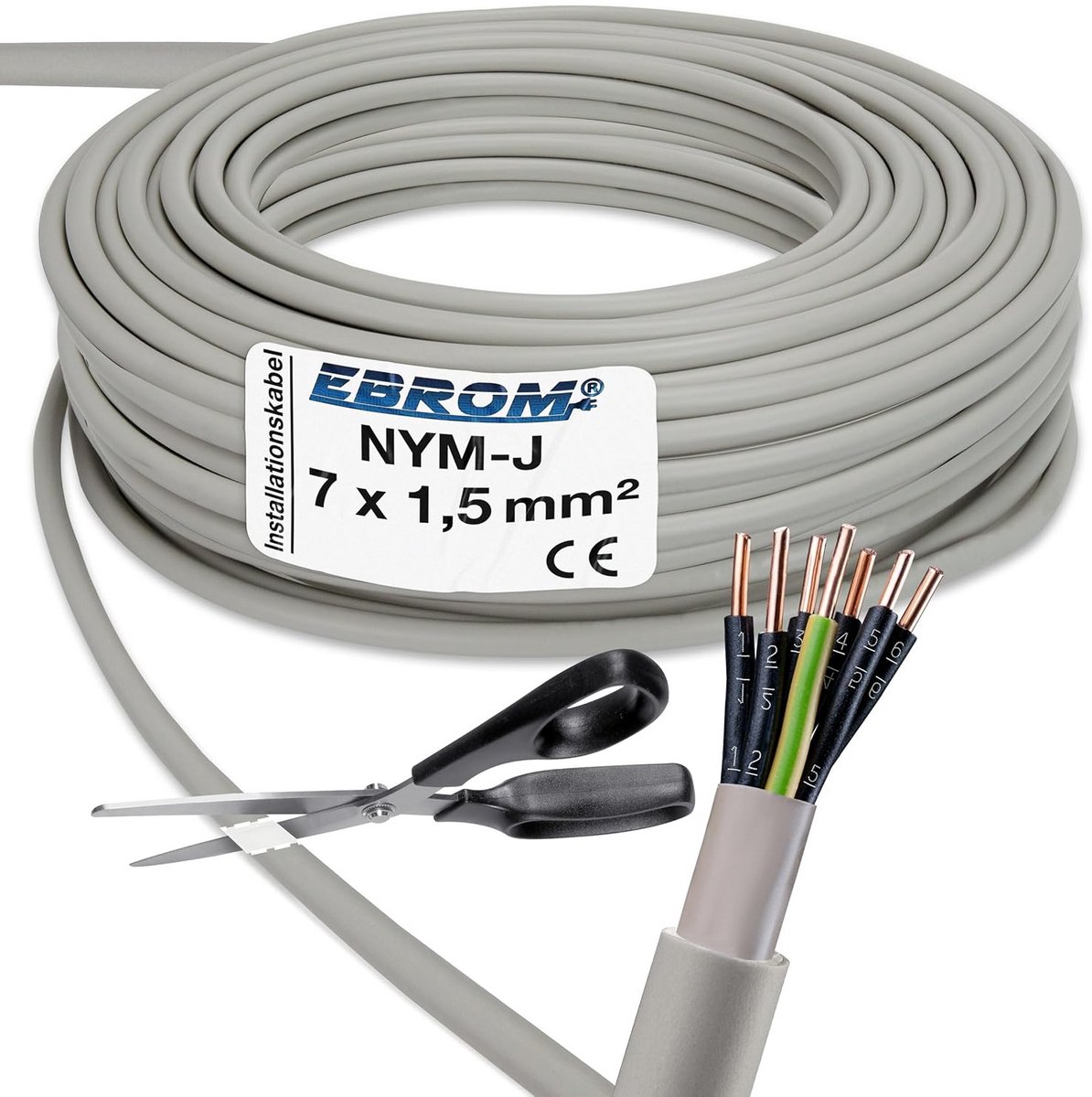 Installatiekabel per Meter - 7 Aders 1.5mm2 - Flexibele Meterkeuze