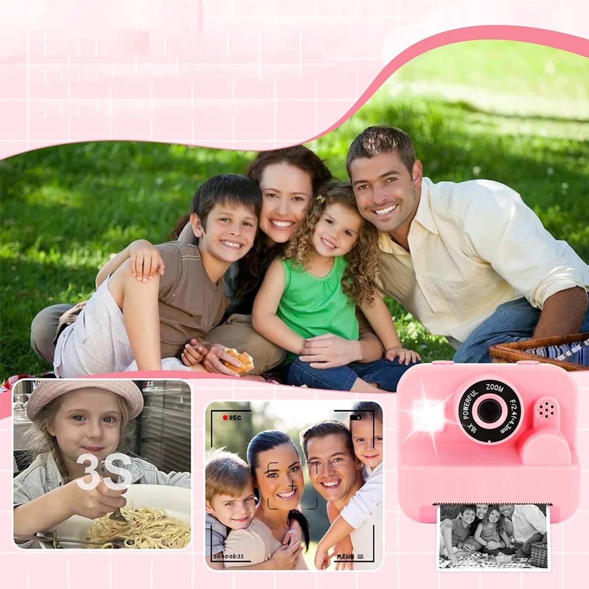 Kids Print Camera - Instant Printer - Fotoprinter camera - Multifunctionele digitale kindercamera - 1080P - 16x digitale zoom - Selfiemodus - 32 GB - Voor Kinderen 3-12 Jaar & Cadeau — afbeelding 6