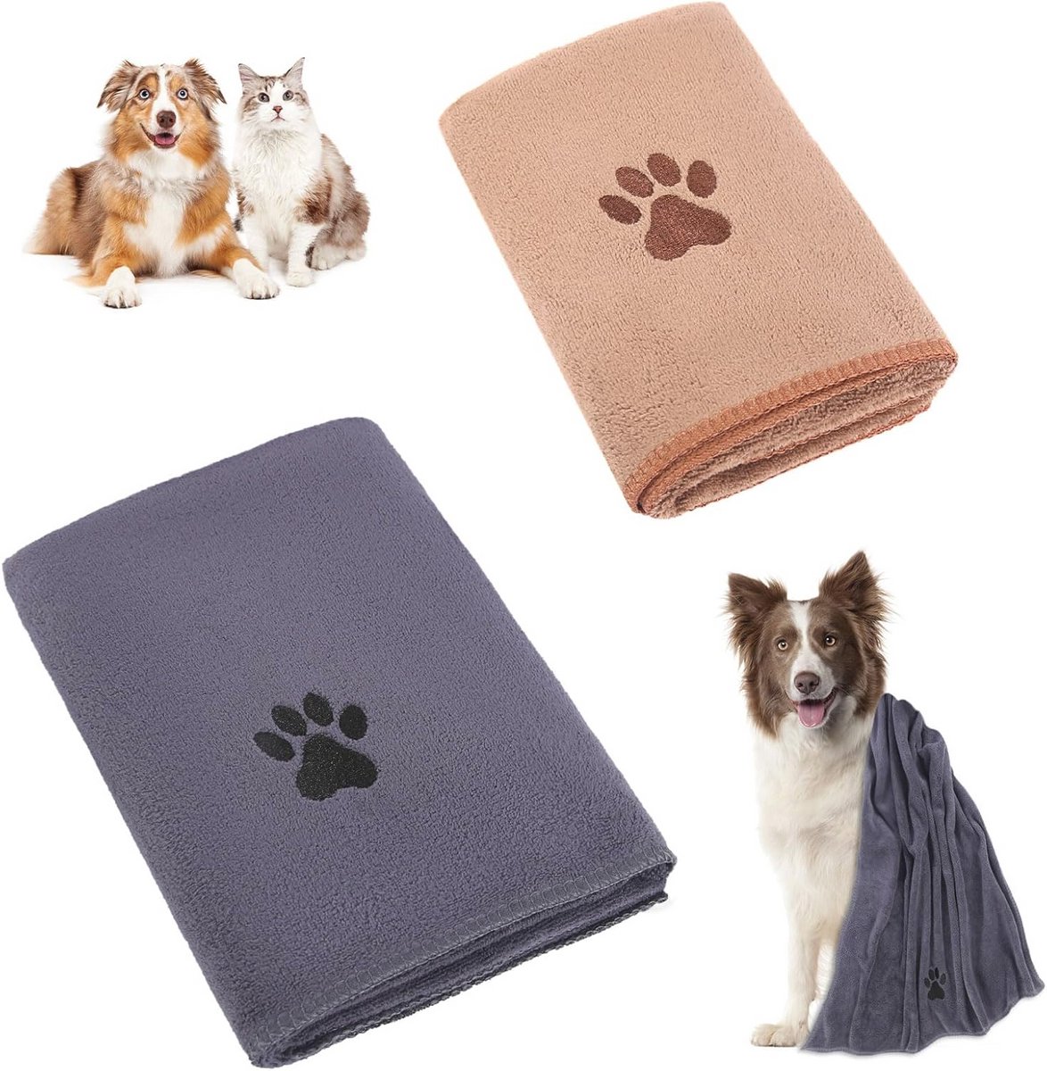 Microvezel Hondenhanddoek Set voor Kleine en Middelgrote Huisdieren - 2 Stuks