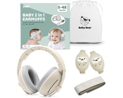 KYDDOI 2-in-1 Baby Gehoorbescherming - baby Gehoorbeschermers - Gehoorbeschermer kinderen - Geschikt voor Baby en Peuter vanaf 3 maanden - Oorbeschermers kinderen - Oorkappen baby - 25dB NNR - Geel