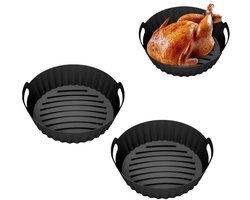 Vierkante bakvorm voor airfryer - Siliconen bakvorm - Gezond frituren - Energiebesparend keukenapparaat - Maak gemakkelijk knapperig eten - Geschikt voor groenten, vlees en snacks - Gemakkelijk schoon te maken - Set van 2 stuks 20,5 × 20,5 × 5 cm