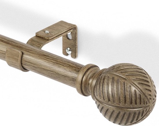 DEFYNEE Gordijnroede, 76-198 cm, metaal met houtlook, 25 mm