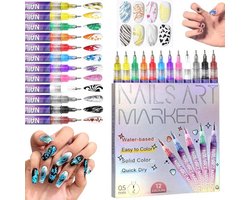 Nail Art Pennen 12 stuks – Graffiti Stiften voor Nail Art – nail art pennen – nagel spullen – pennenset – Nagelstickers – Nagel Decoratie – Nail Art Vormen – Salon en thuis gebruik – Een elegant cadeau voor beautyliefhebbers – 12 Colors