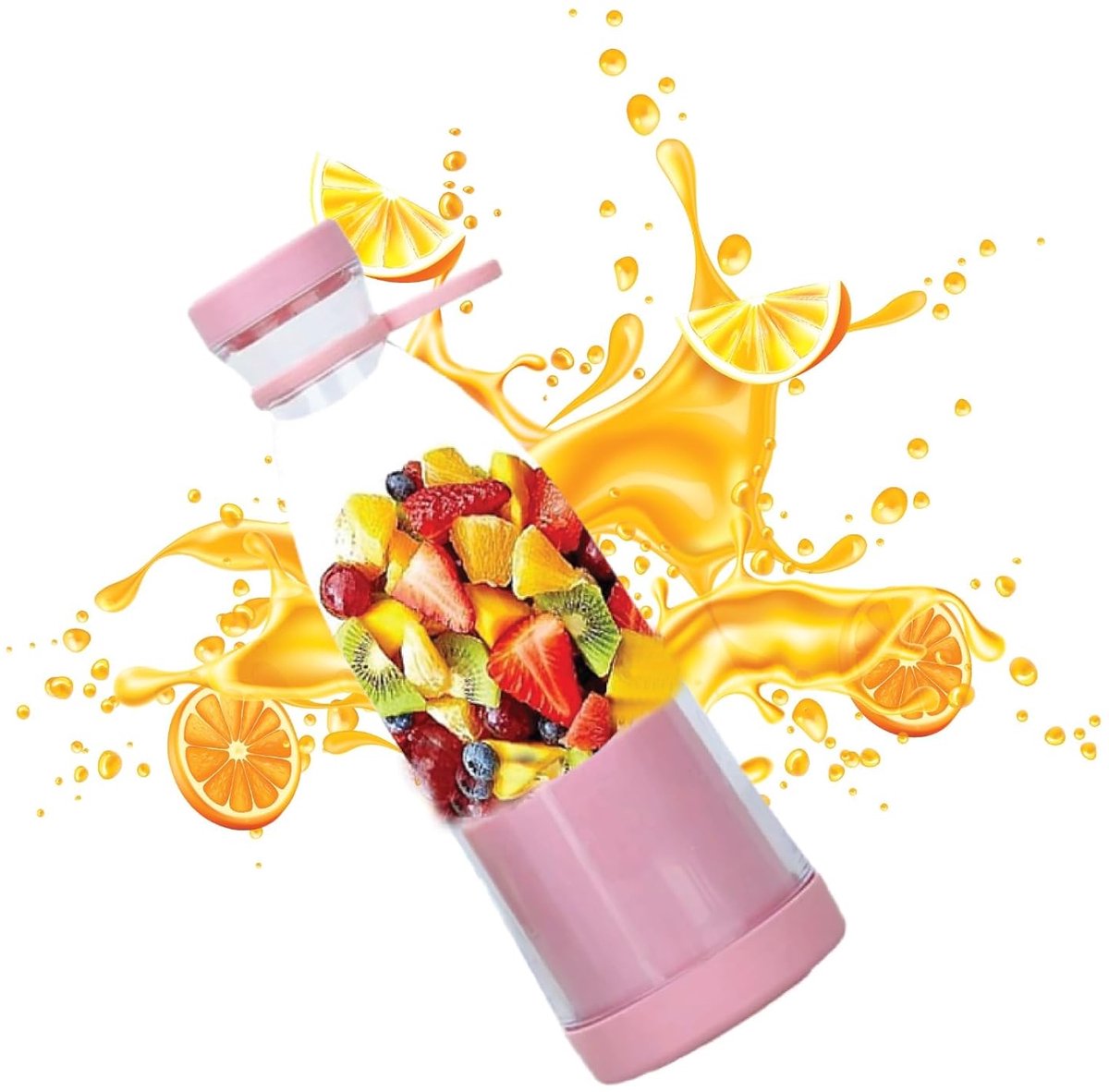 Draagbare blender - smoothie maker - sapbeker - sapcentrifuge - reisblender - mengbeker met zes messen - perfect voor het maken van smoothies en crèmes, ideaal voor op reis, in de keuken, thuis en buitenshuis.
