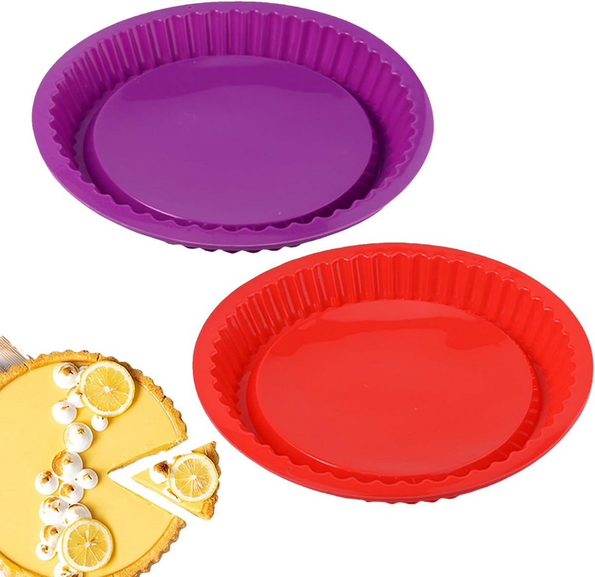 2 Stuk Silicone Taartvormen - BPA Vrij, Anti-Aanbak, Vaatwasserbestendig voor Quiche, Pizza en Cake