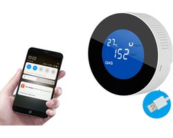 Elektronische detector - Gasalarm - Smart WiFi-gasalarm - Lekdetector voor vloeibaar gas - Slimme spraakuitzending - Plug-in - Realtime monitoring -Batterijen niet inbegrepen - Alarm op afstand - Schermweergave - Gasalarm