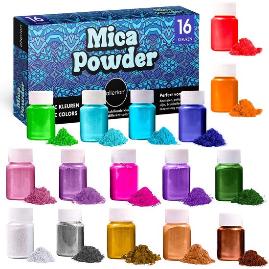 DEWEL Mica Poeder, 15 Kleuren Epoxyhars Pigment, Geschikt voor Doe-Het-Zelf Zeep, Melts, Epoxy, Kaarsen, Cosmetica, Kerstdecoraties(10G per Flesje