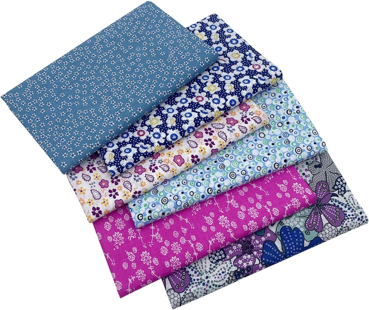 Allecta - Stoffen voor Patchwork, 6 Stuks, 50 x 80 cm, Groot Stofpakket voor Quilten, DIY, Knutselen, Handwerk - Kleurrijk Patchwork Stofpakket
