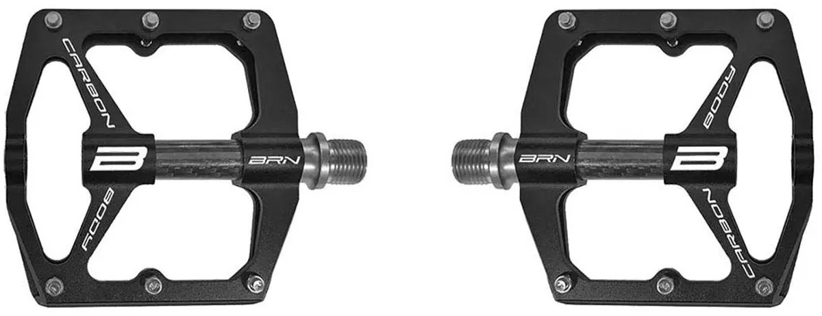 Brn Flat Cnc Carbon 6 Pins Pedalen Zilver