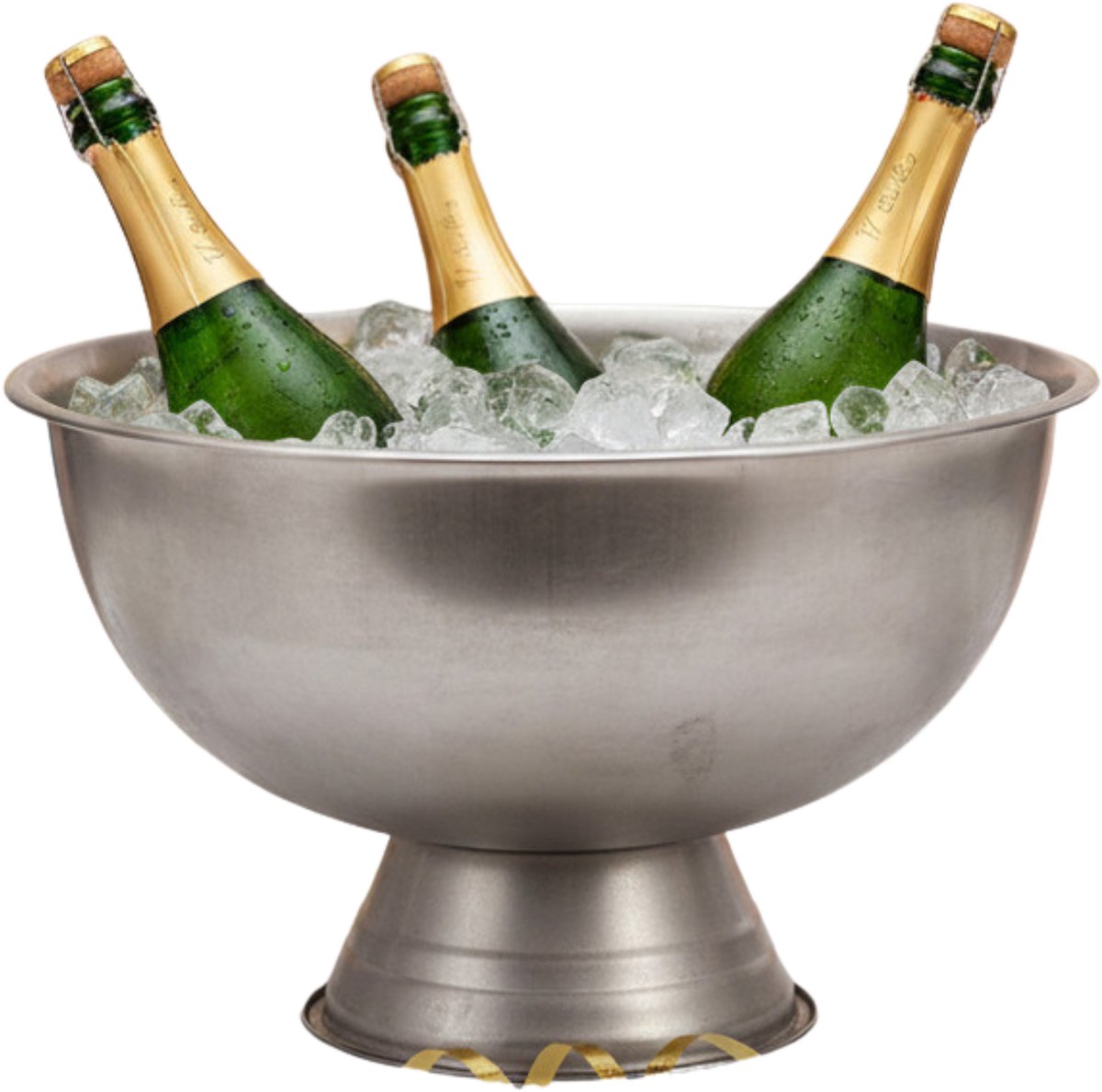 Excellent Houseware Champagnekoeler - op voet - RVS - mat zilver - 39 x 24 cm - schaal